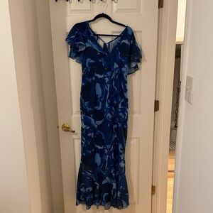 Elegant Blue Floral Dress